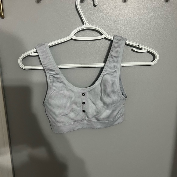 Gray Ribbed Crop Top - Picture 1 of 2